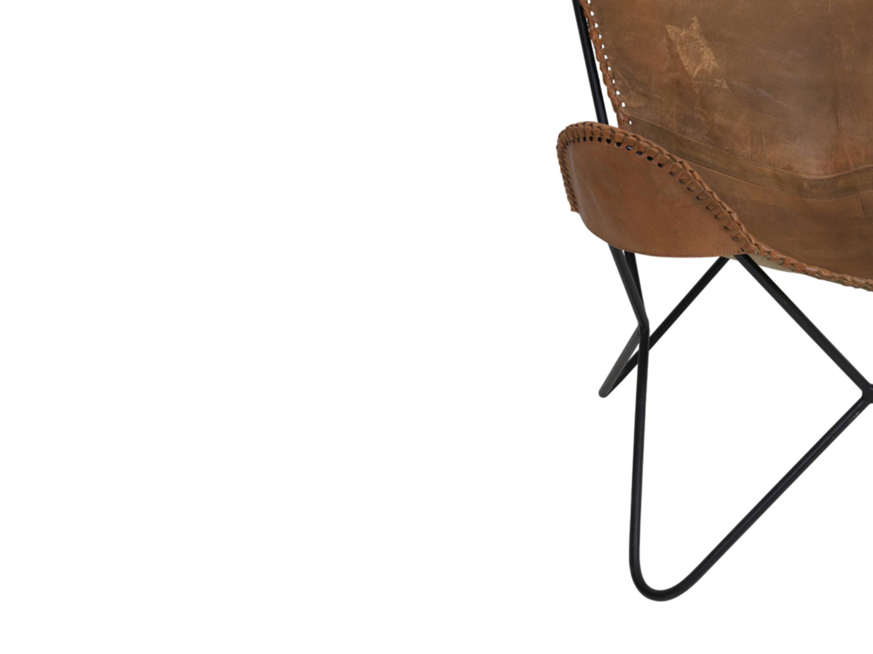 Armchair: BUTTERFLY Leather Dark Brown