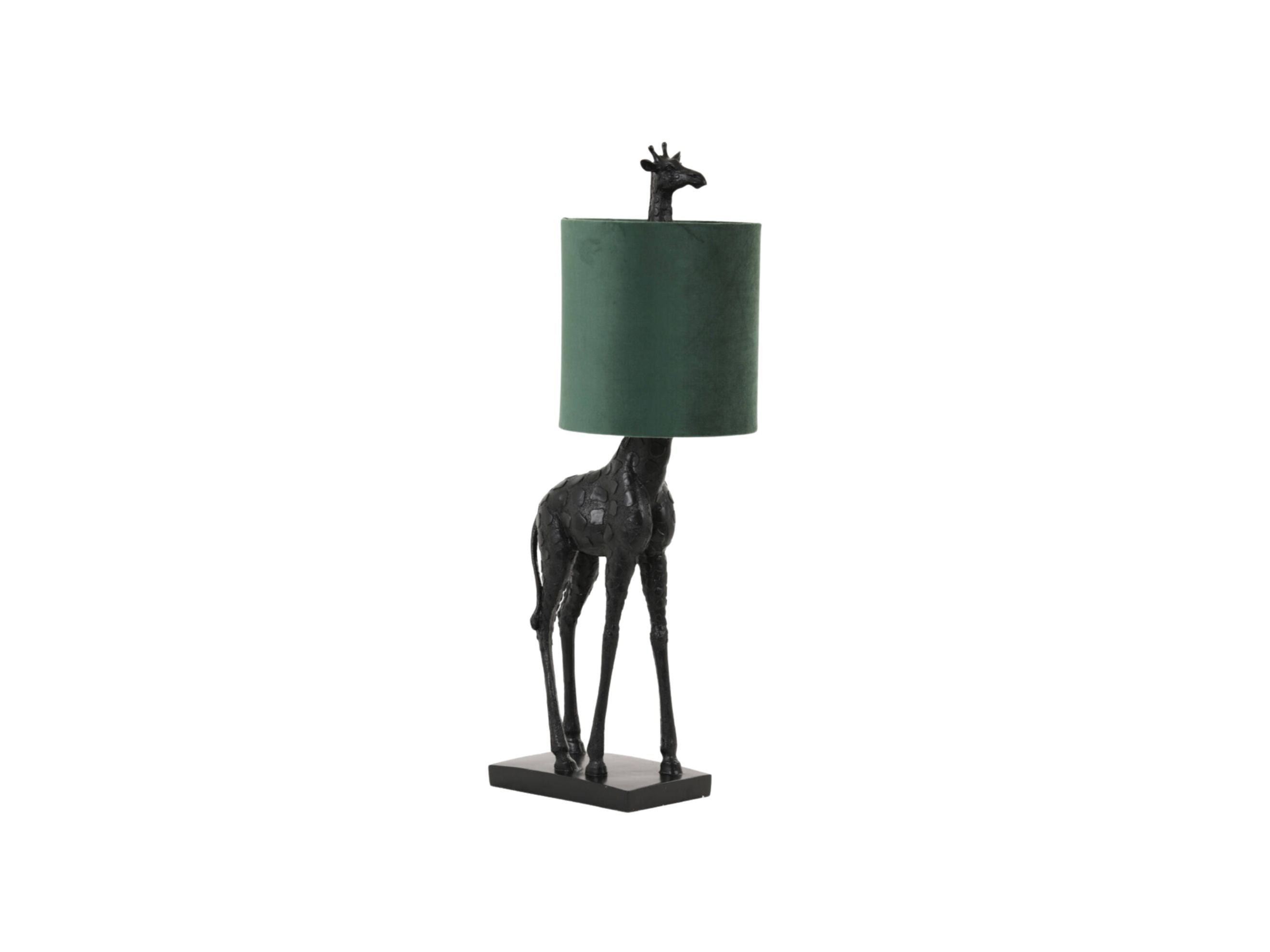 Table Lamp: GIRAFFE Black+Velvet Dark Green