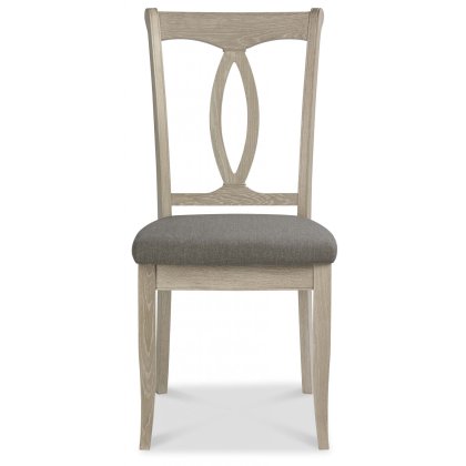 Bordeaux Chalk Oak Slat Dining Chair - Titanium Fabric (Pair)