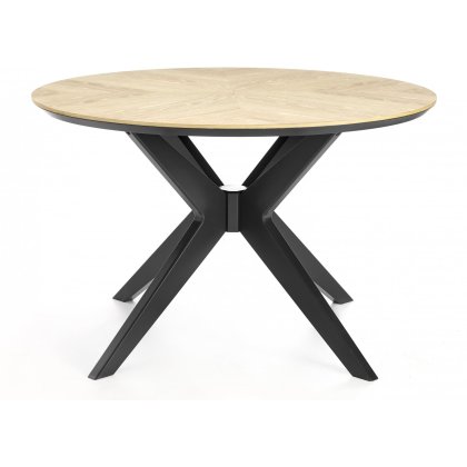 Brunel Chalk Oak & Gunmetal Circular Dining Table