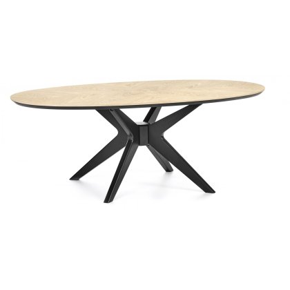 Brunel Chalk Oak & Gunmetal Coffee Table - Elliptical