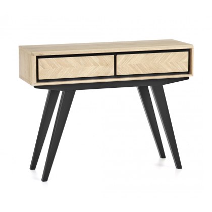 Brunel Chalk Oak & Gunmetal Console Table With Drawers Brunel Chalk Oak & Gunmetal Console Table With Drawers