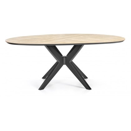 Brunel Chalk Oak & Gunmetal Elliptical Dining Table Brunel Chalk Oak & Gunmetal Elliptical Dining Table