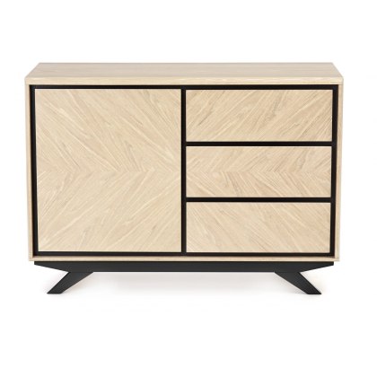 Brunel Chalk Oak & Gunmetal Narrow Sideboard Brunel Chalk Oak & Gunmetal Narrow Sideboard