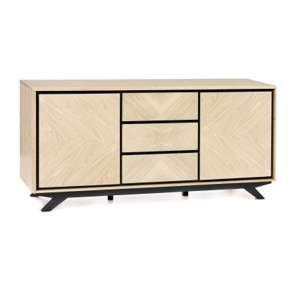Brunel Chalk Oak & Gunmetal Wide Sideboard Brunel Chalk Oak & Gunmetal Wide Sideboard