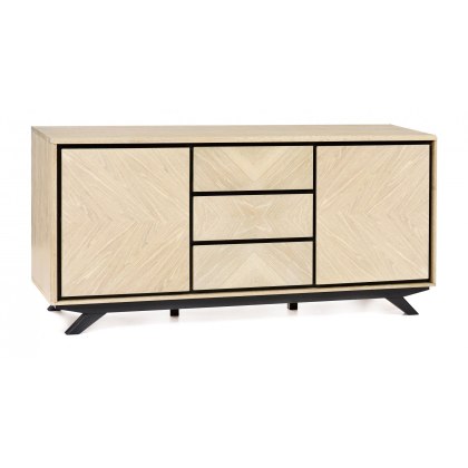 Brunel Chalk Oak & Gunmetal Wide Sideboard Brunel Chalk Oak & Gunmetal Wide Sideboard