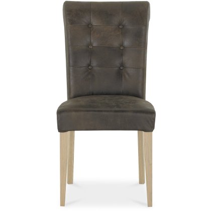 Chartreuse Aged Oak - Bonded Leather Chairs (Pair) Chartreuse Aged Oak - Bonded Leather Chairs (Pair)