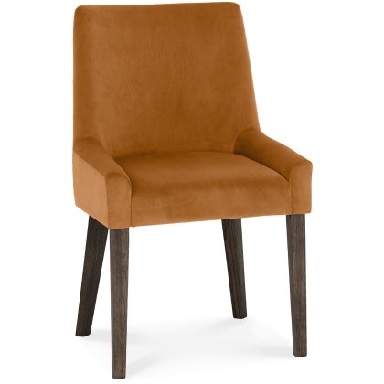 Ella Dark Oak Scoop Back Chair - Harvest Pumpkin Velvet Fabric (Pair)