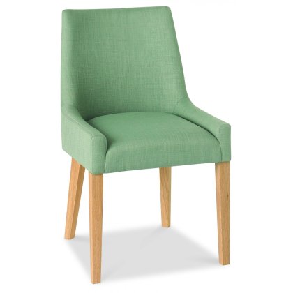 Ella Light Oak Scoop Back Chair - Aqua Fabric Ella Light Oak Scoop Back Chair - Aqua Fabric