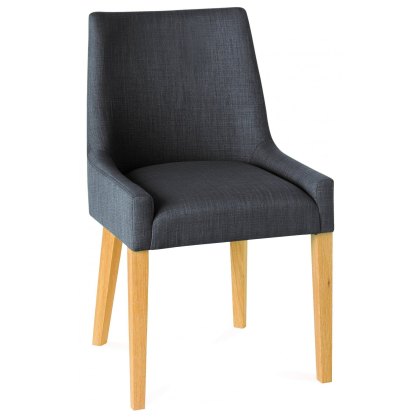 Ella Oak Scoop Back Chair - Steel Fabric (Single) Ella Oak Scoop Back Chair - Steel Fabric (Single)
