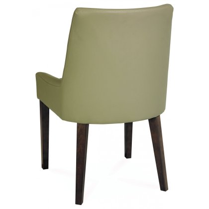 Ella Walnut Scoop Back Chair - Olive Grey Bonded Leather (Single)