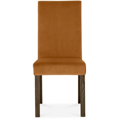 Parker Dark Oak Square Back Chair - Harvest Pumpkin Velvet Fabric (Pair) Parker Dark Oak Square Back Chair - Harvest Pumpkin Velvet Fabric (Pair)