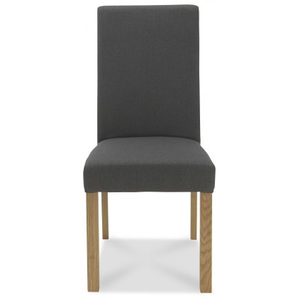 Parker Light Oak Square Back Chair - Cold Steel Fabric (Pair)