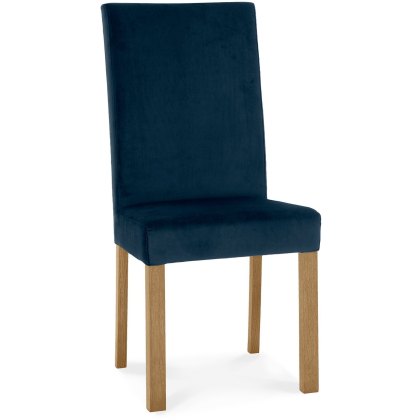 Parker Light Oak Square Back Chair - Dark Blue Velvet Fabric (Pair) Parker Light Oak Square Back Chair - Dark Blue Velvet Fabric (Pair)