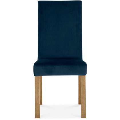 Parker Light Oak Square Back Chair - Dark Blue Velvet Fabric (Pair) Parker Light Oak Square Back Chair - Dark Blue Velvet Fabric (Pair)