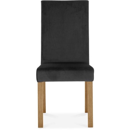 Parker Light Oak Square Back Chair - Gun Metal Velvet Fabric (Pair)