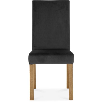 Parker Light Oak Square Back Chair - Gun Metal Velvet Fabric (Pair) Parker Light Oak Square Back Chair - Gun Metal Velvet Fabric (Pair)