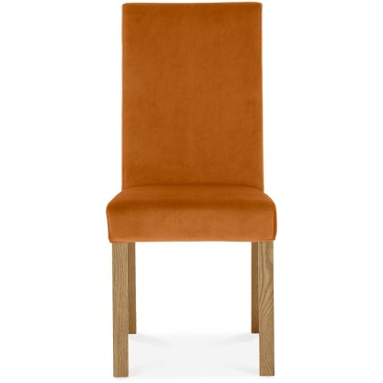 Parker Light Oak Square Back Chair - Harvest Pumpkin Velvet Fabric (Pair)