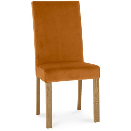 Parker Light Oak Square Back Chair - Harvest Pumpkin Velvet Fabric (Pair) Parker Light Oak Square Back Chair - Harvest Pumpkin Velvet Fabric (Pair)