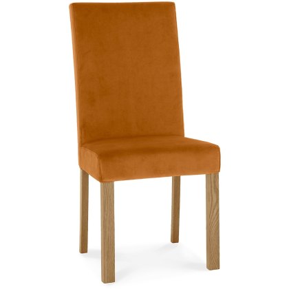 Parker Light Oak Square Back Chair - Harvest Pumpkin Velvet Fabric (Single)