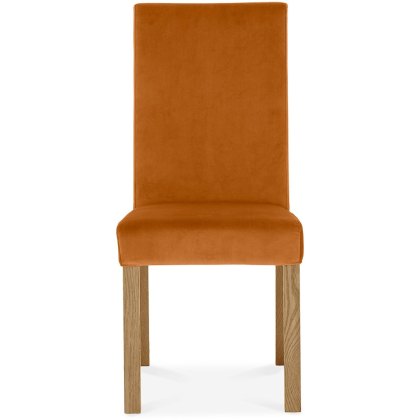 Parker Light Oak Square Back Chair - Harvest Pumpkin Velvet Fabric (Single) Parker Light Oak Square Back Chair - Harvest Pumpkin Velvet Fabric (Single)