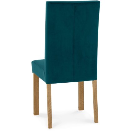Parker Light Oak Square Back Chair - Sea Green Velvet Fabric (Pair) Parker Light Oak Square Back Chair - Sea Green Velvet Fabric (Pair)