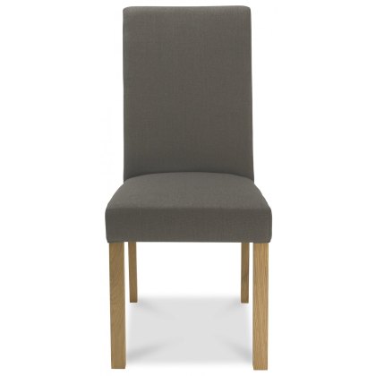 Parker Light Oak Square Back Chair - Titanium Fabric (Pair)