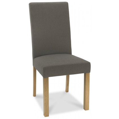 Parker Light Oak Square Back Chair - Titanium Fabric (Pair) Parker Light Oak Square Back Chair - Titanium Fabric (Pair)