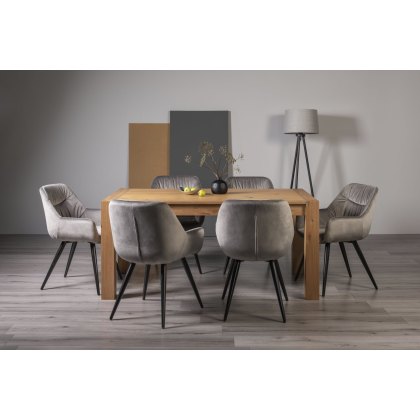 Turin Light Oak 6 Seater Table & 6 Oxford Grey Velvet Chairs