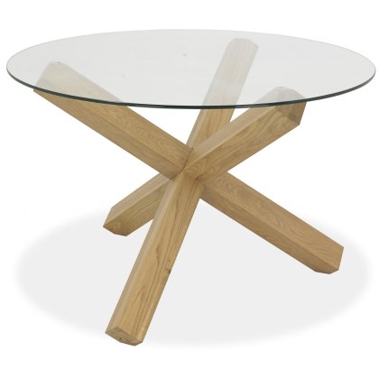 Turin Light Oak Circular Glass Table Turin Light Oak Circular Glass Table