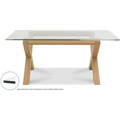 Turin Light Oak Glass Top Dining Table