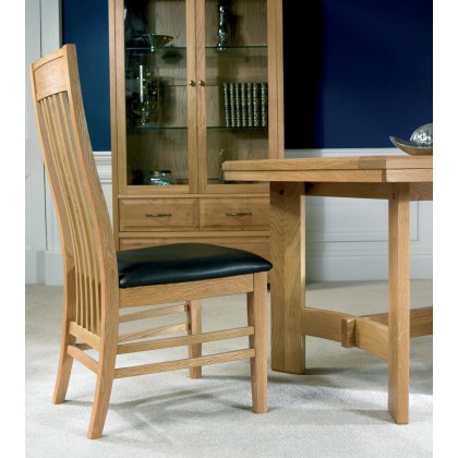 Turner Slatted Chair - Brown Faux Leather (Single) Turner Slatted Chair - Brown Faux Leather (Single)