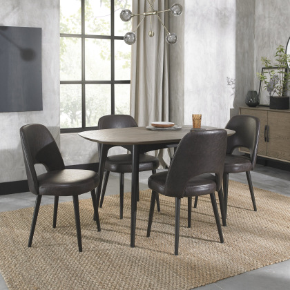 Vintage Weathered Oak 4 Seater Table & 4 Upholstered Chairs in Old West Vintage Vintage Weathered Oak 4 Seater Table & 4 Upholstered Chairs in Old West Vintage
