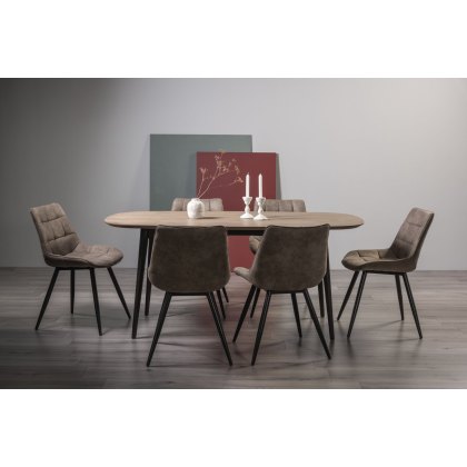 Vintage Weathered Oak 6 Seater Table & 6 Seurat Tan Faux Suede Fabric Chairs Vintage Weathered Oak 6 Seater Table & 6 Seurat Tan Faux Suede Fabric Chairs