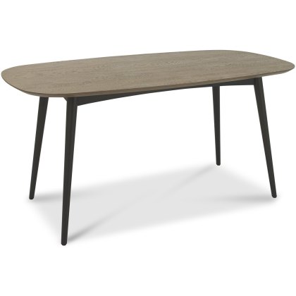 Vintage Weathered Oak 6 Seater Table & 6 Upholstered Back Chairs in Dark Grey Fabric Vintage Weathered Oak 6 Seater Table & 6 Upholstered Back Chairs in Dark Grey Fabric