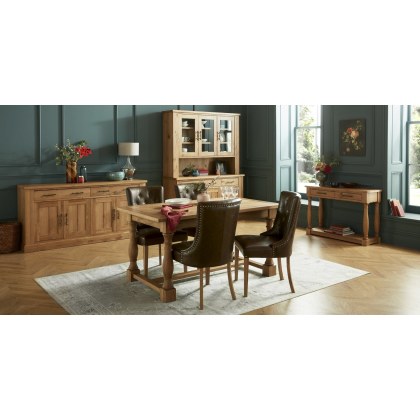 Westbury Rustic Oak 4-6 Seater Table & 4 Upholstered Scoop Chairs in Espresso Faux Leather Westbury Rustic Oak 4-6 Seater Table & 4 Upholstered Scoop Chairs in Espresso Faux Leather