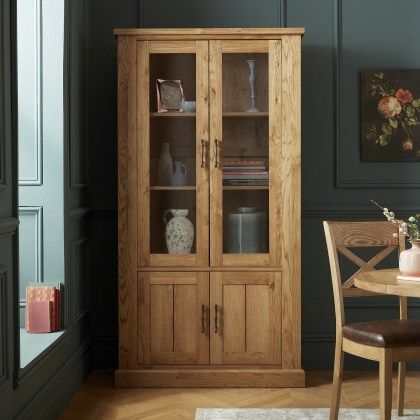 Westbury Rustic Oak Display Cabinet