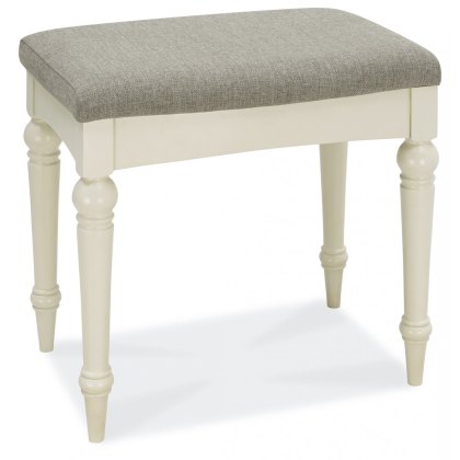 Montreux Antique White Stool - Pebble Brown Fabric Montreux Antique White Stool - Pebble Brown Fabric