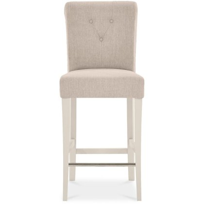 Ashley Antique White Uph Bar Stool - Sand Colour Fabric (Pair)