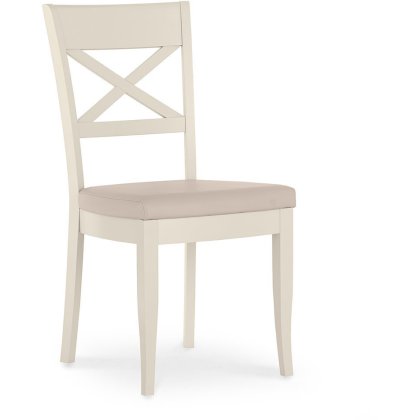 Montreux Antique White X Back Chair - Ivory Bonded Leather (Pair) Montreux Antique White X Back Chair - Ivory Bonded Leather (Pair)