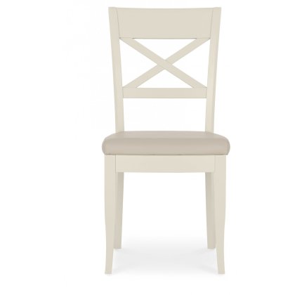 Montreux Antique White X Back Chair - Ivory Bonded Leather (Single)