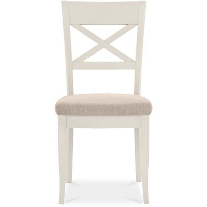 Montreux Antique White X Back Chair - Sand Colour Fabric (Pair)