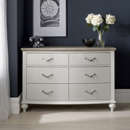 Ashley Grey Washed Oak & Soft Grey 6 Drawer Wide Chest