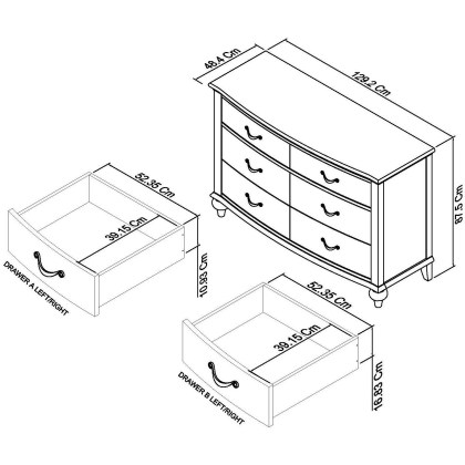 Montreux Grey Washed Oak & Soft Grey 6 Drawer Wide Chest