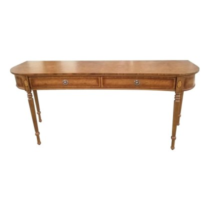 Powerscourt Dark Burl Large Concave Console Table With 2 Drawers