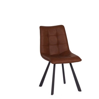 Louise Pu Vintage Cognac Chair with Anthracite Grey Metal Leg