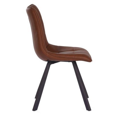 Louise Pu Vintage Cognac Chair with Anthracite Grey Metal Leg