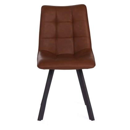 Louise Pu Vintage Cognac Chair with Anthracite Grey Metal Leg