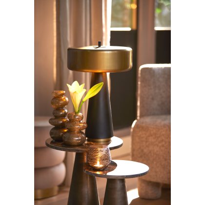 Tafellamp 40x56 cm NAGAI mat zwart-antiek brons Tafellamp 40x56 cm NAGAI mat zwart-antiek brons