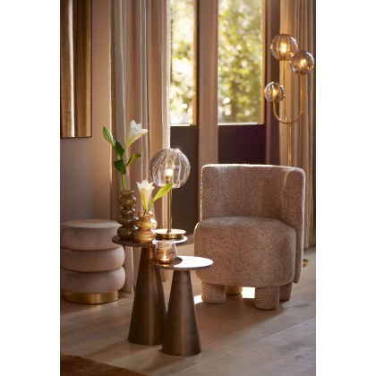 Poef 40x45 cm KIMI velvet licht grijs+goud Poef 40x45 cm KIMI velvet licht grijs+goud